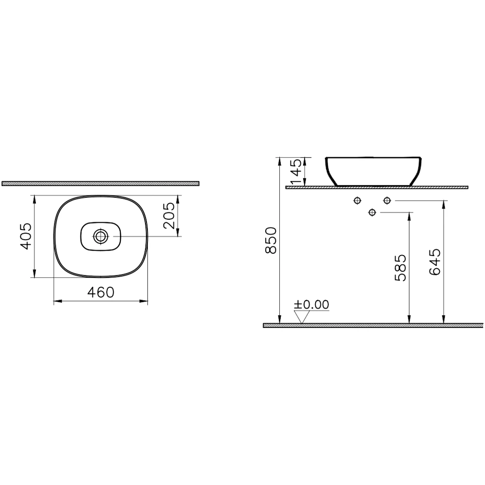 Vitra Outline 45x41 Cm Mat Kum Beji Çanak Lavabo - 5994B422-0016 2
