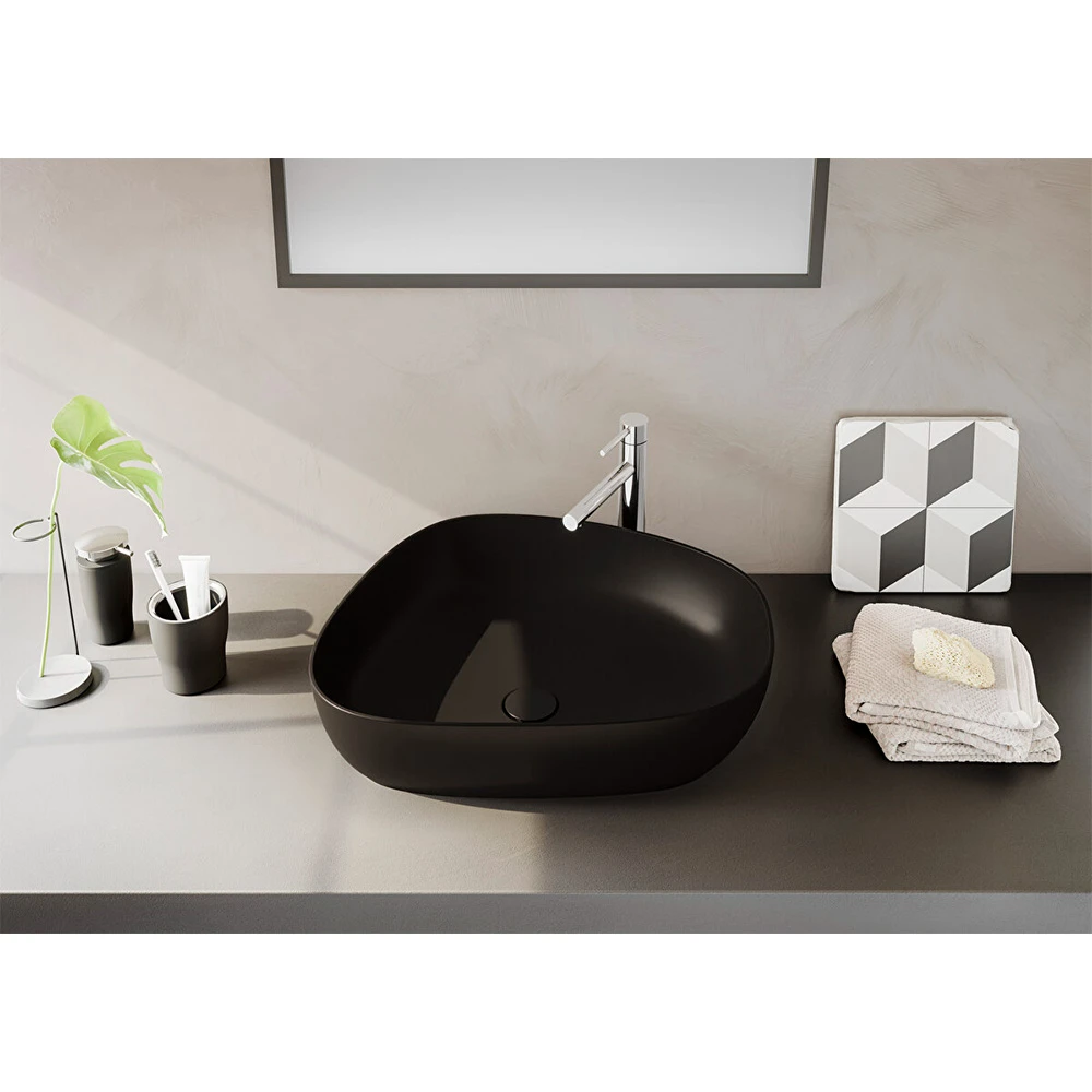 Vitra Outline 55x43 Cm Mat Siyah Çanak Lavabo 5991B483-0016 2