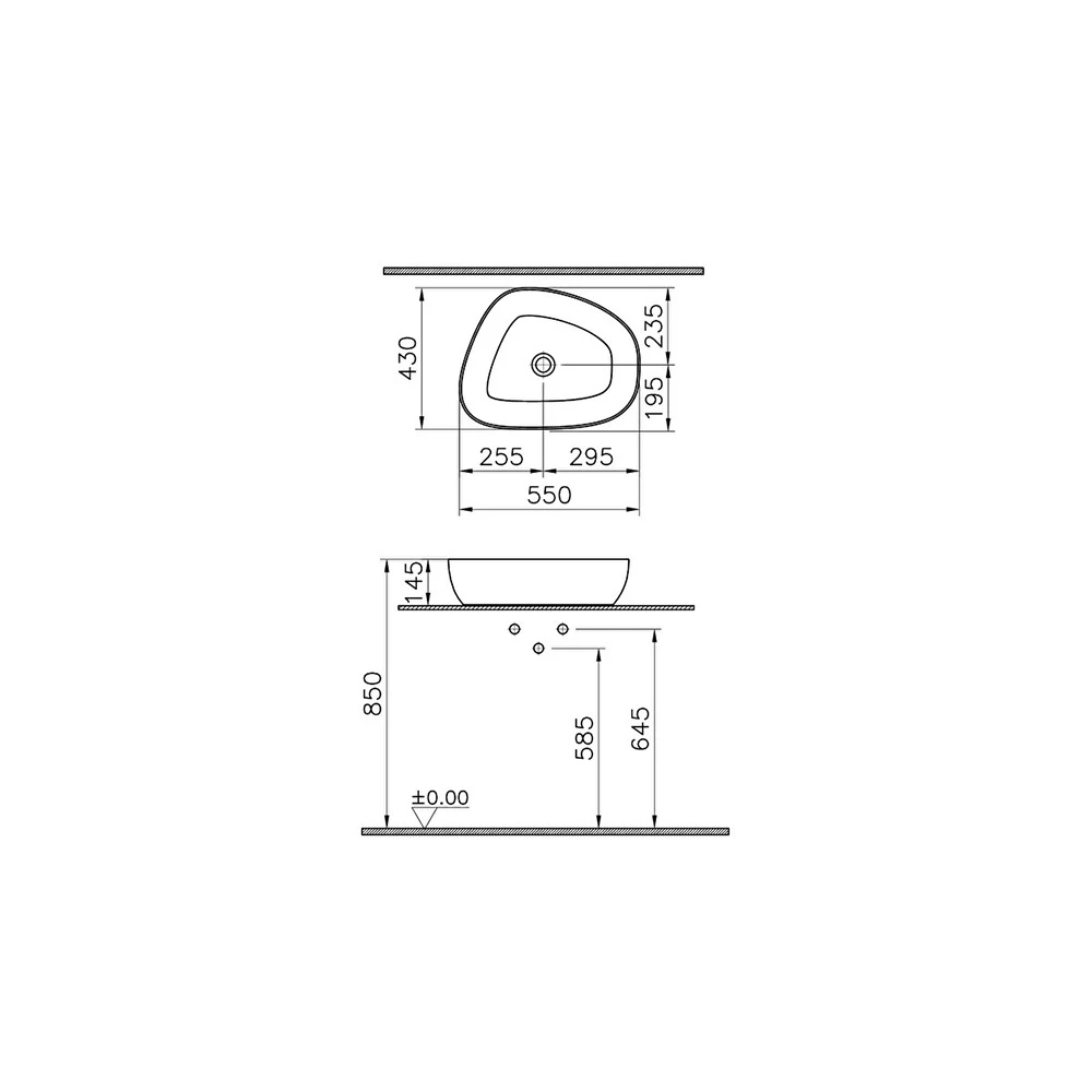 Vitra Outline 55x43 Cm Mat Siyah Çanak Lavabo 5991B483-0016 3