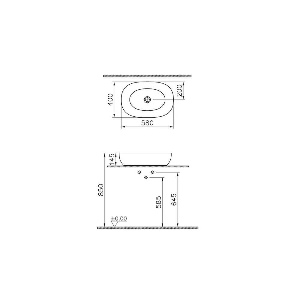 Vitra Outline 60x40 Cm Oval Çanak Lavabo 5995B403-0016 3