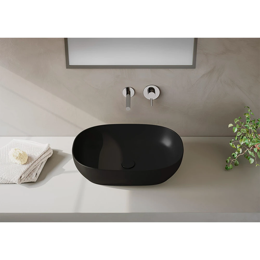 Vitra Outline 60x40 Cm Oval Mat Siyah Çanak Lavabo 5995B483-0016 2