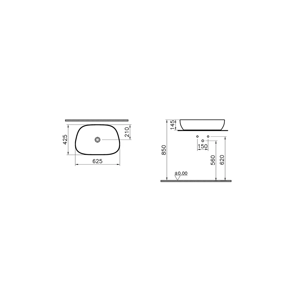 Vitra Outline 60x41 Cm Mat Beyaz Çanak Lavabo 5993B401-0016 3