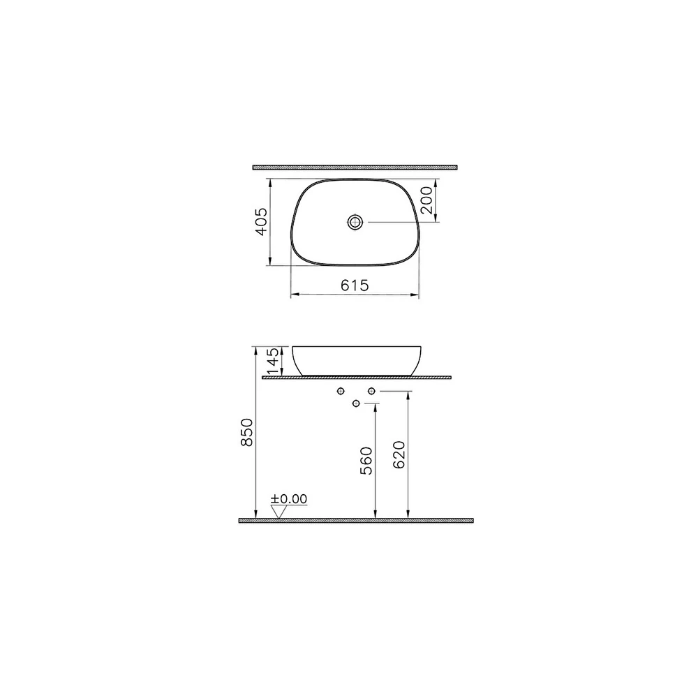 Vitra Outline 60x41 Cm Mat Taş Gri Çanak Lavabo 5993B476-0016 3