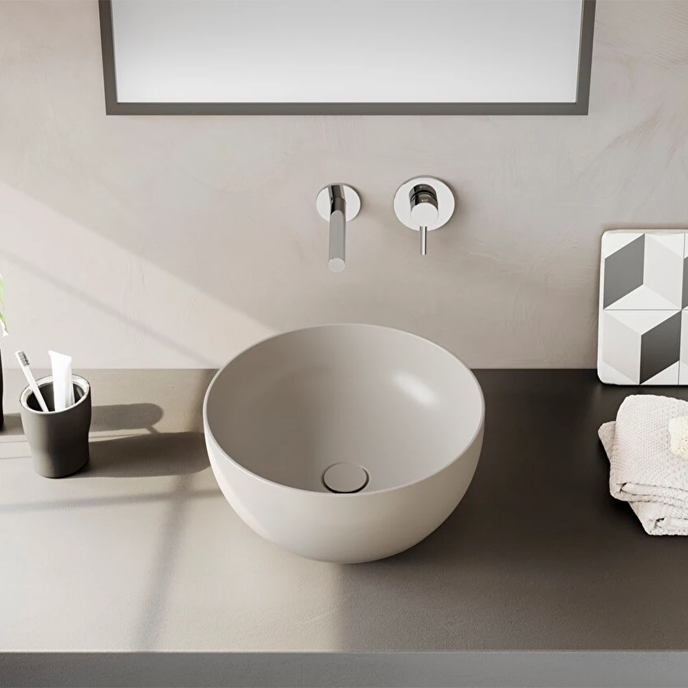 Vitra Outline Recycled 41 Cm Yuvarlak Mat Bej Çanak Lavabo - 7992B066-0016 2