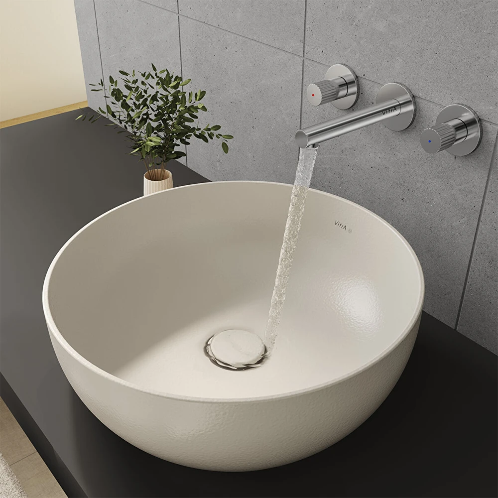 Vitra Outline Recycled 41 Cm Yuvarlak Mat Bej Çanak Lavabo - 7992B066-0016 3