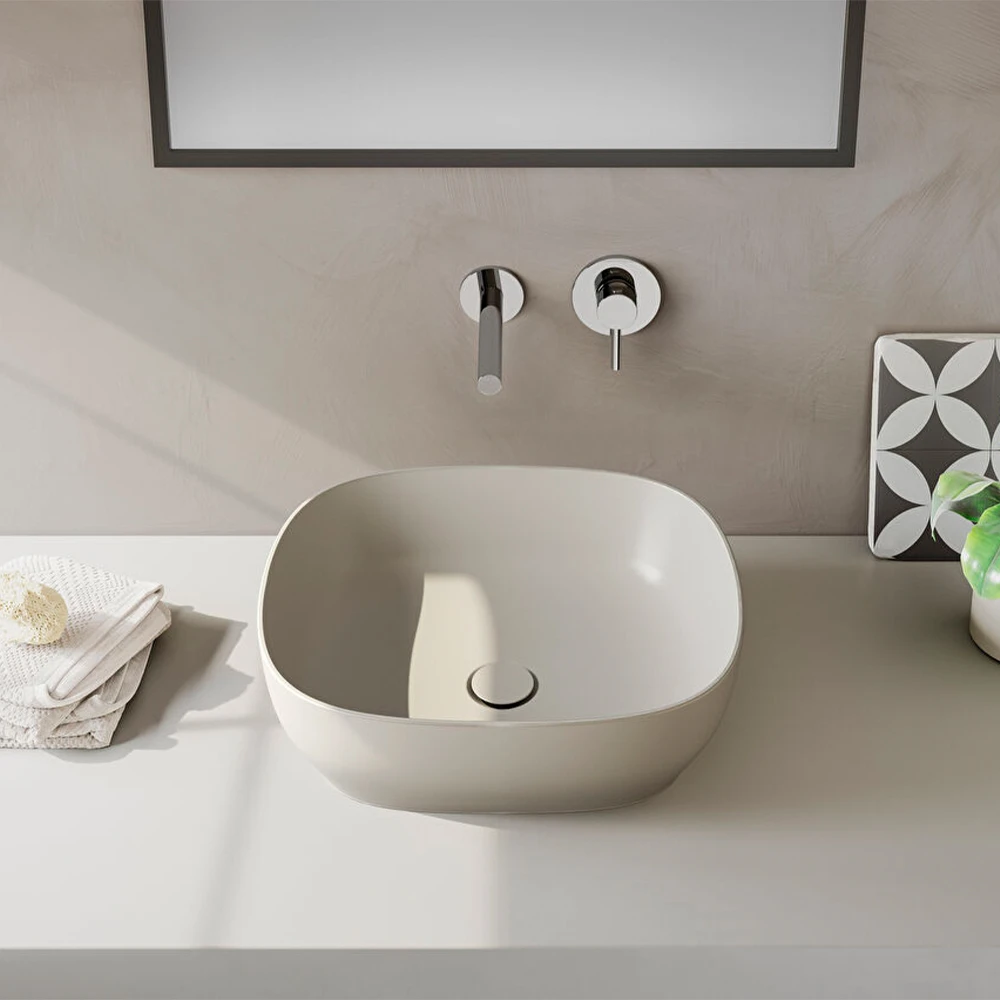 Vitra Outline Recycled 48x42 Cm Dikdörtgen Mat Bej Çanak Lavabo - 7994B066-0016 2