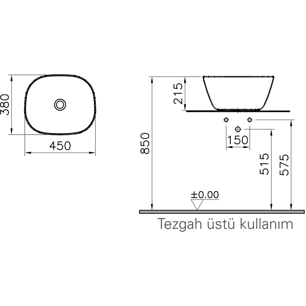 Vitra Plural 45x38 Cm Mat Kum Beji Çanak Lavabo - 7811B422-0016 2