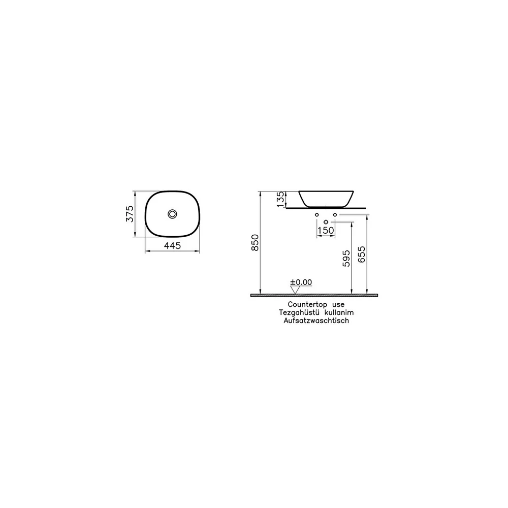 Vitra Plural 45x38 Cm Oval Mat Kil Beji Çanak Lavabo 7810B474-0016 2