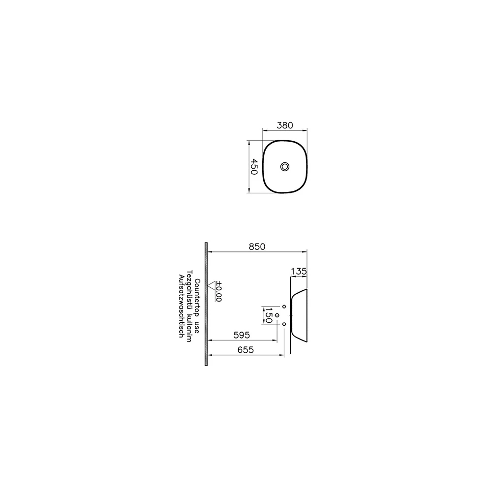 Vitra Plural 45x38 Cm Oval Mat Siyah Çanak Lavabo 7810B483-0016 3