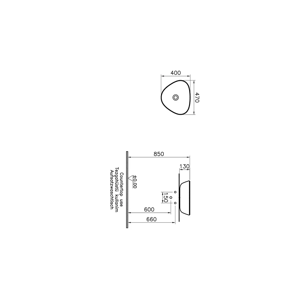 Vitra Plural 45x40 Cm Üçgen Mat Beyaz Çanak Lavabo 7812B401-0016 3