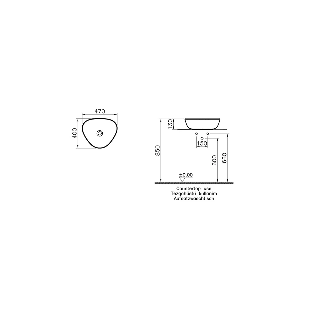 Vitra Plural 45x40 Cm Üçgen Mat Terra Rosa Çanak Lavabo 7812B477-0016 2