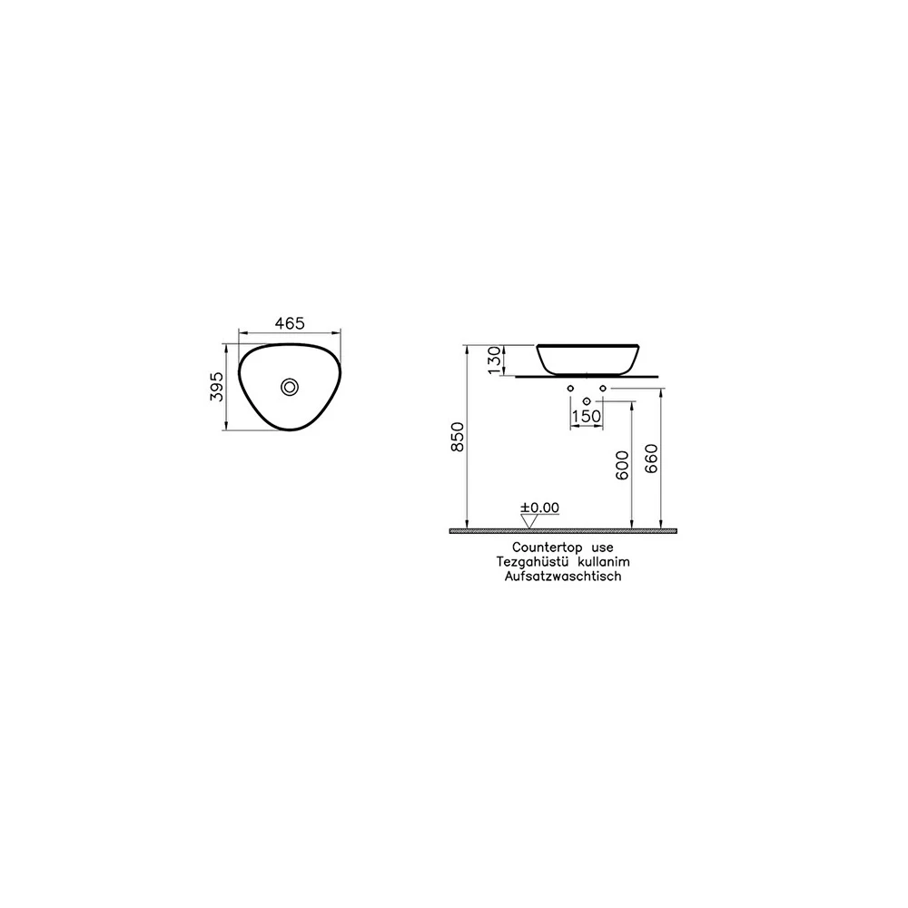 Vitra Plural 45x40 Cm Üçgen Mat Yosun Yeşili Çanak Lavabo 7812B475-0016 2