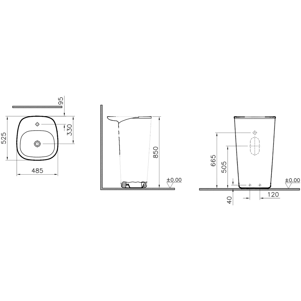 Vitra Plural 50x53 Cm Mat Kum Beji Monoblok Lavabo - 7814B422-0041 2