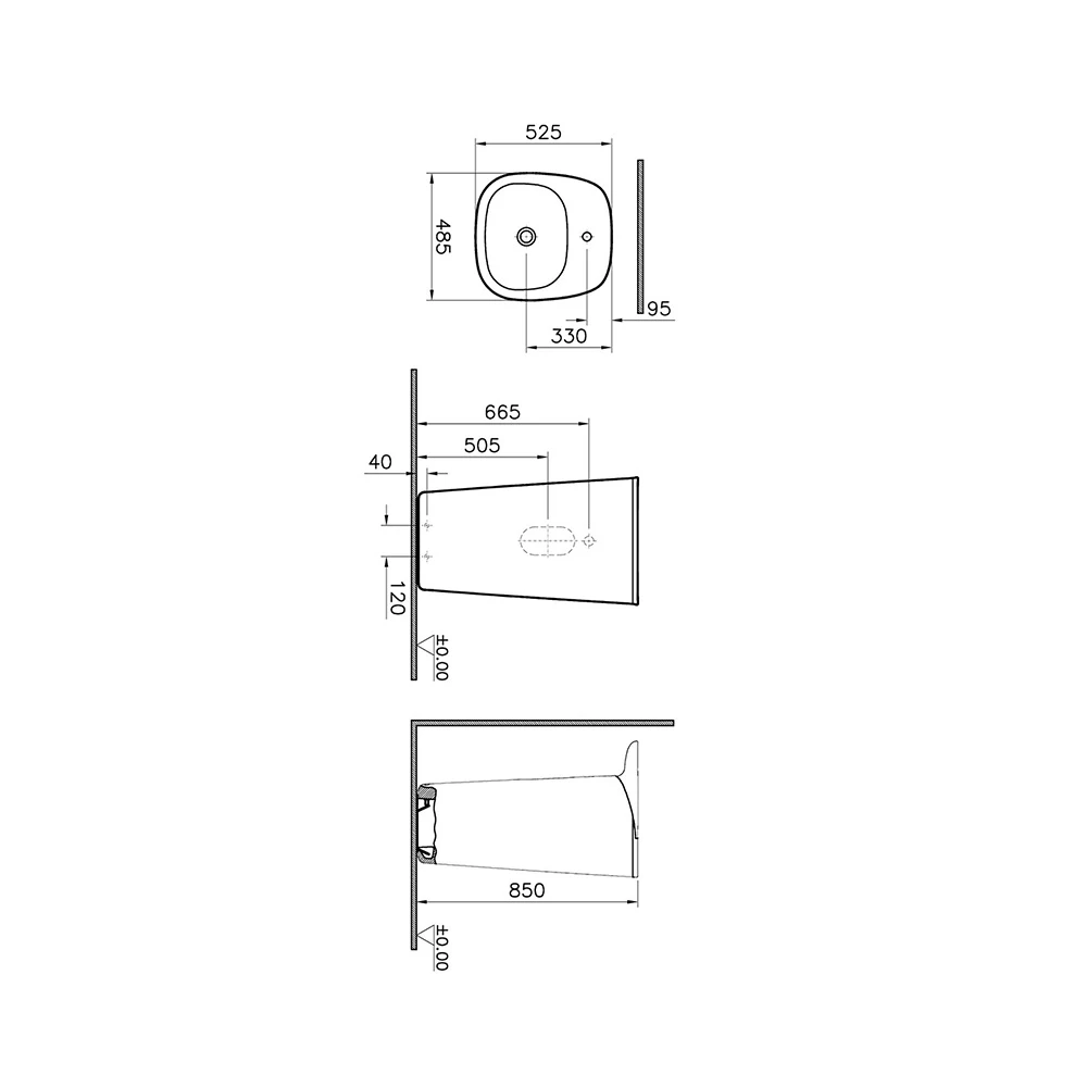 Vitra Plural 50x53 Cm Monoblok Lavabo 7814B403-0041 3