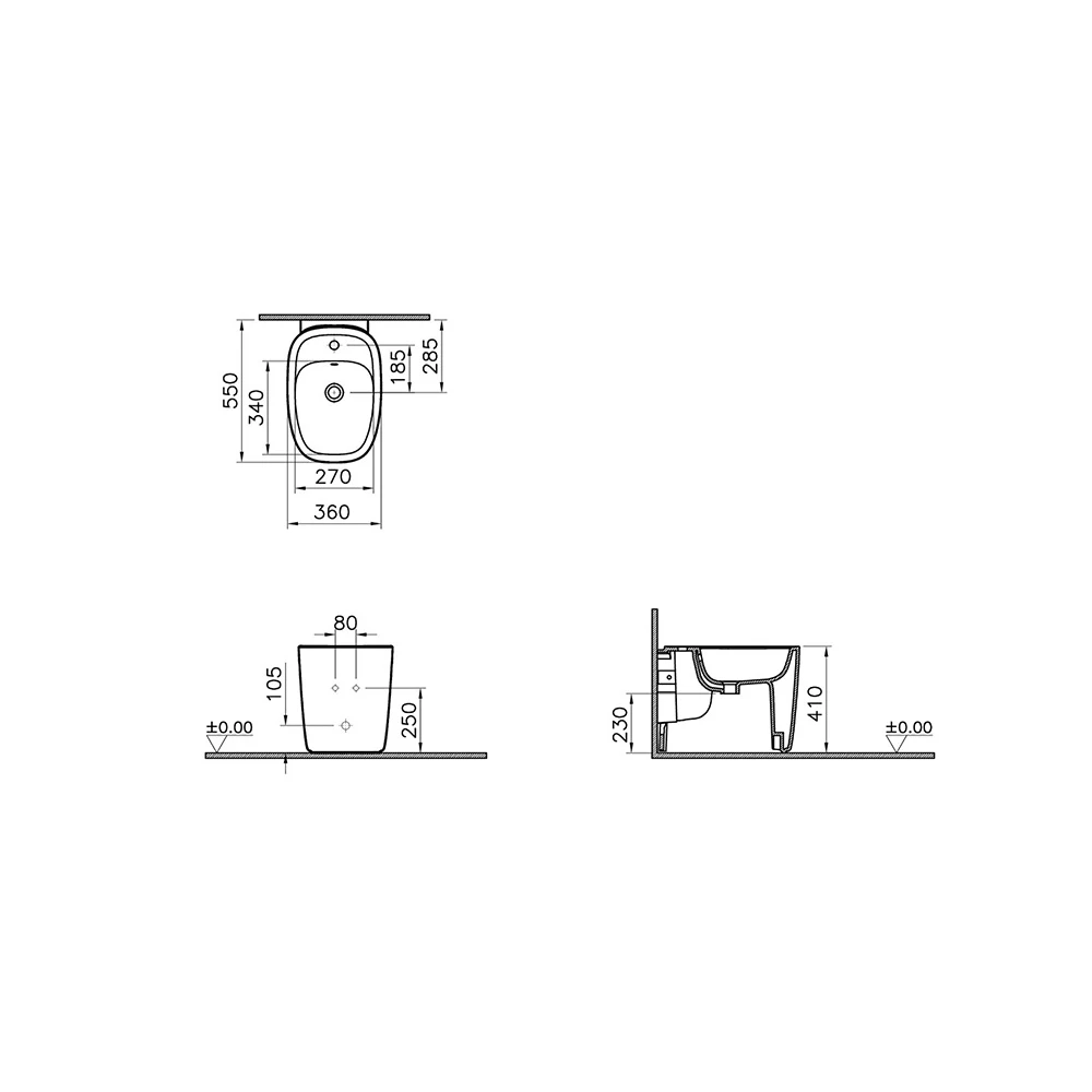 Vitra Plural 55 Cm Duvara Sıfır Yerden Bide 7816B403-0288 2
