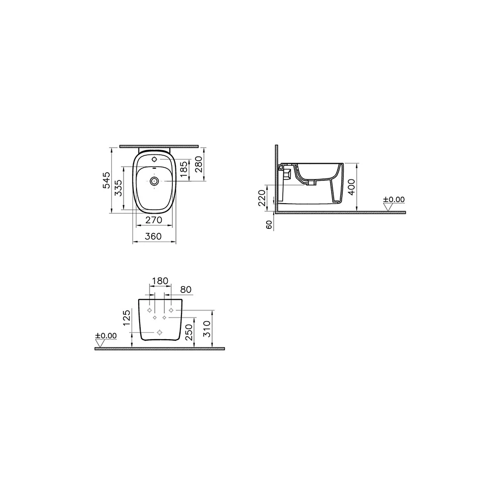 Vitra Plural 55 Cm Mat Beyaz Asma Bide 7831B401-0288 3