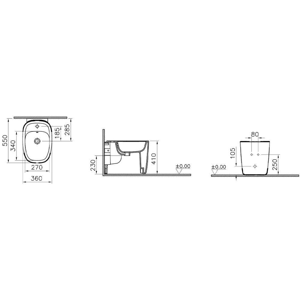 Vitra Plural Mat Kum Beji Yerden Duvara Tam Dayalı Bide - 7816B422-0288 2