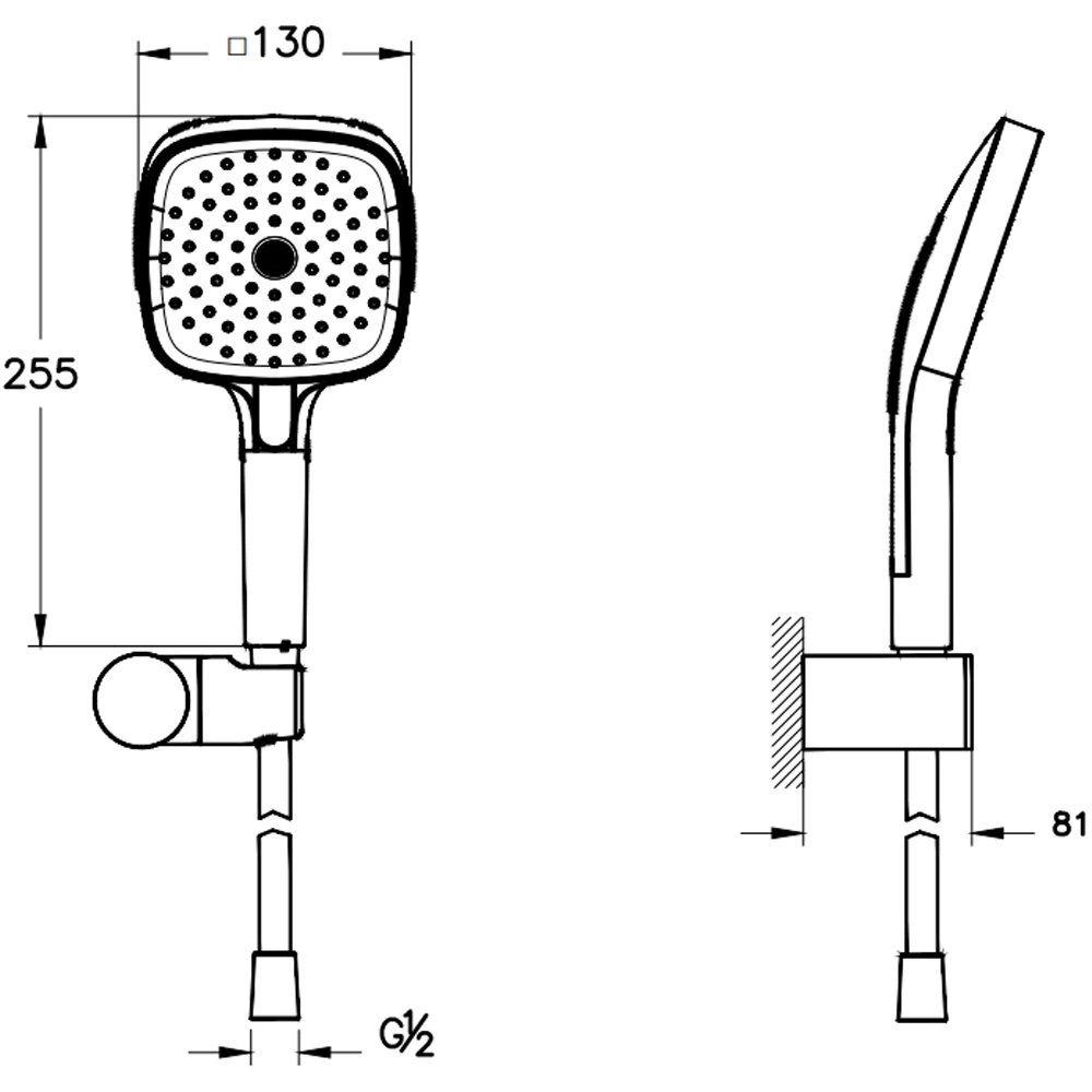 Vitra Prime Square 3 Fonksiyonlu Soft Altın El Duşu Takımı - A4592574 2