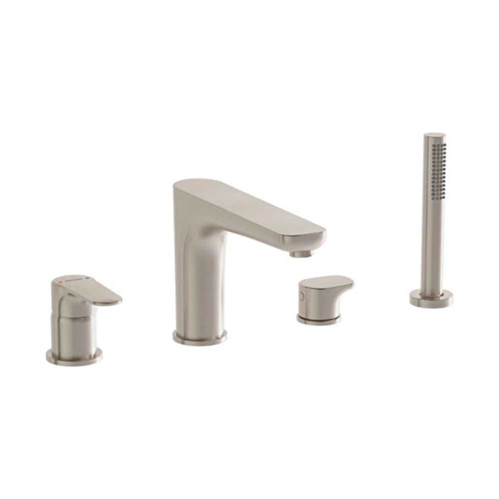 Vitra Root Round 4 Delikli Fırçalanmış Nikel Küvet Bataryası A4274334