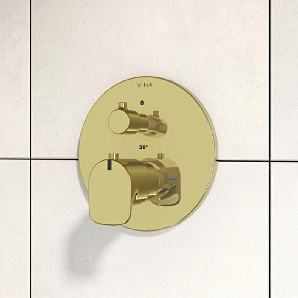 Vitra Root Round Ankastre Soft Altın Termostatik Banyo Bataryası A4334874 2