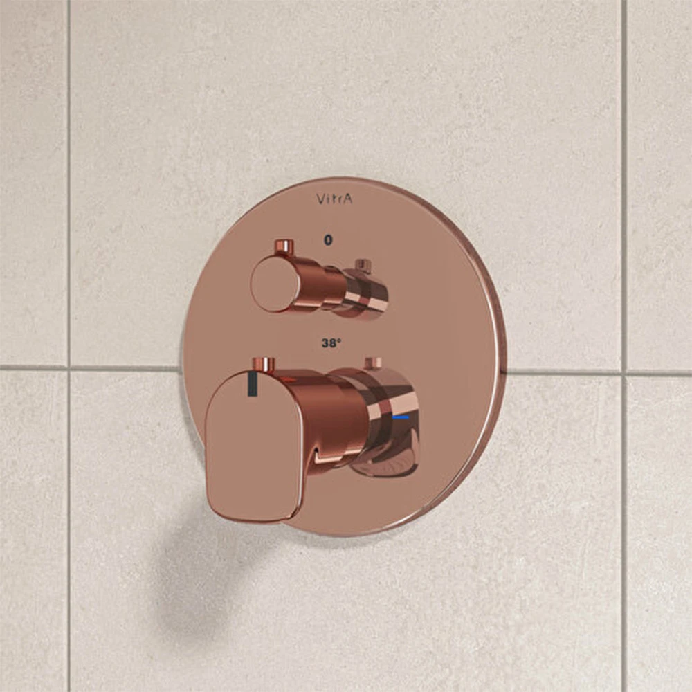 Vitra Root Round Soft Bakır Ankastre Termostatik Banyo Bataryası A4334829 2