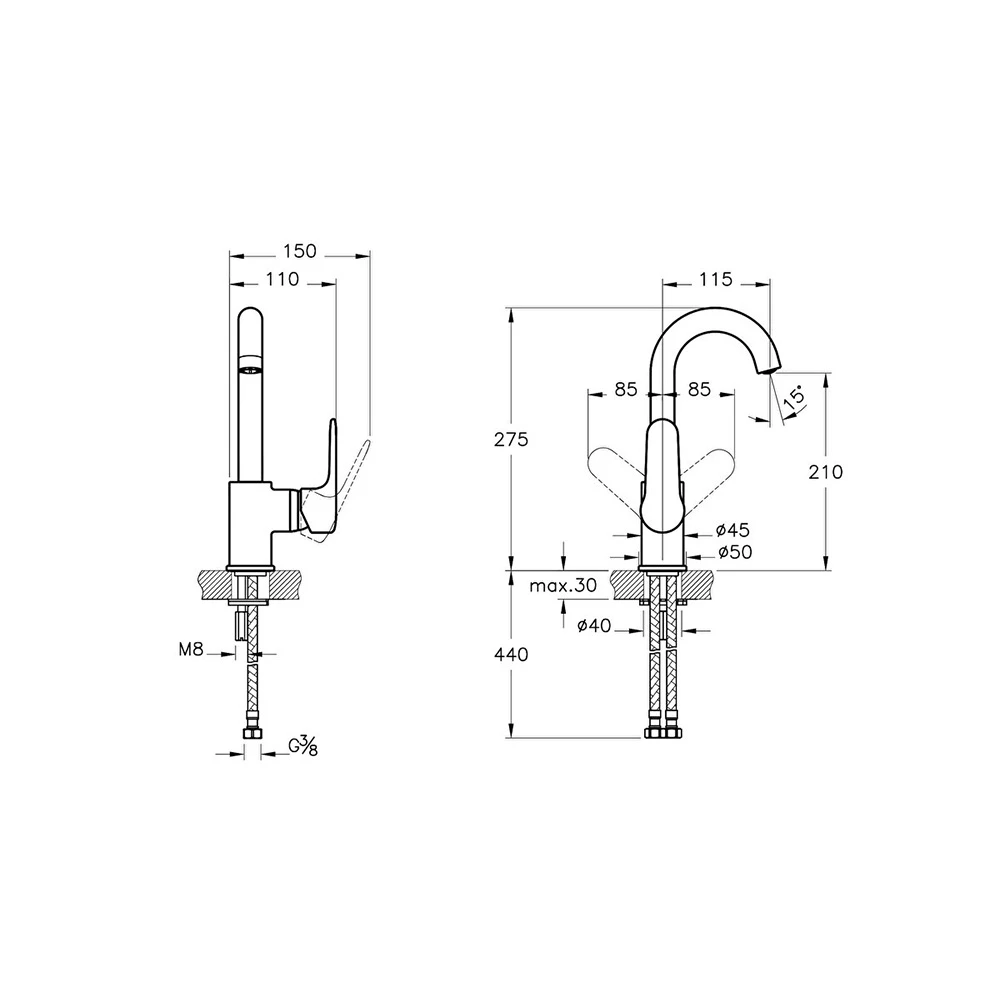 Vitra Root Round Döner Borulu Lavabo Bataryası A42754 2