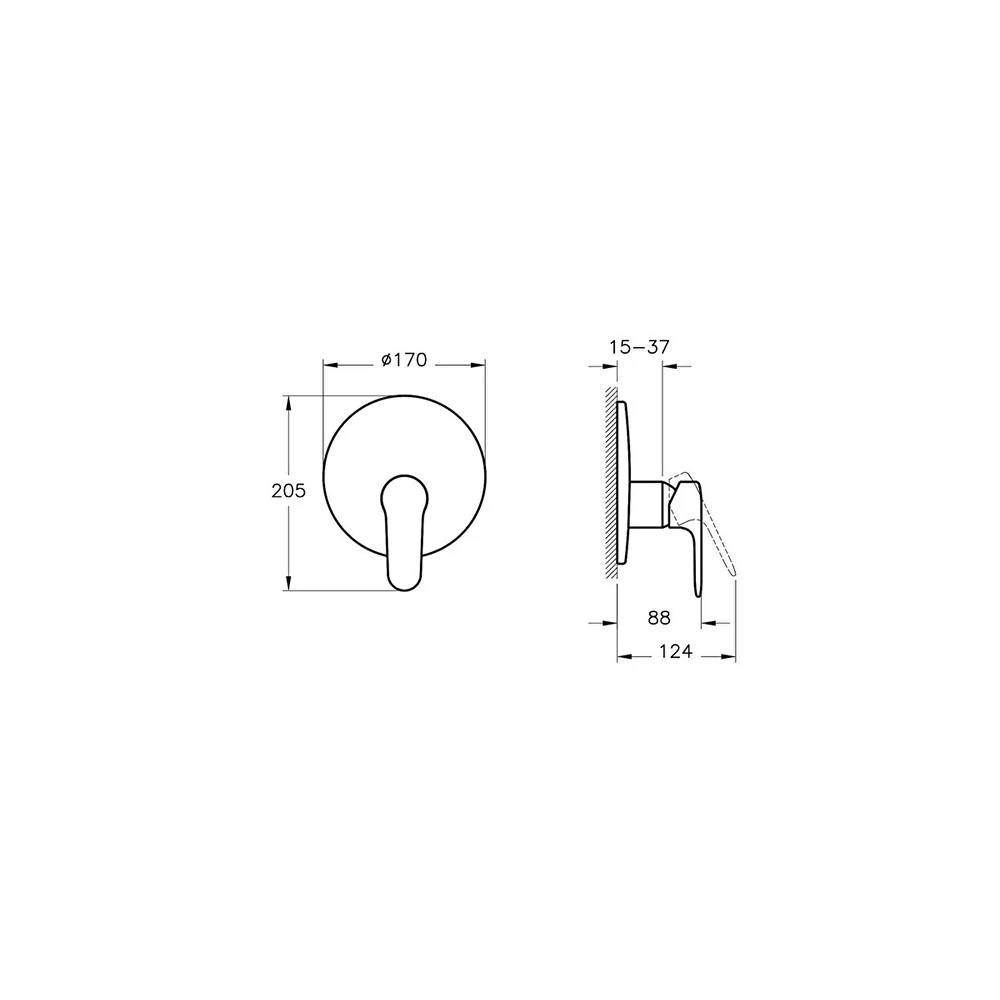 Vitra Root Round Fırçalanmış Nikel Ankastre Duş Bataryası A4282934 2
