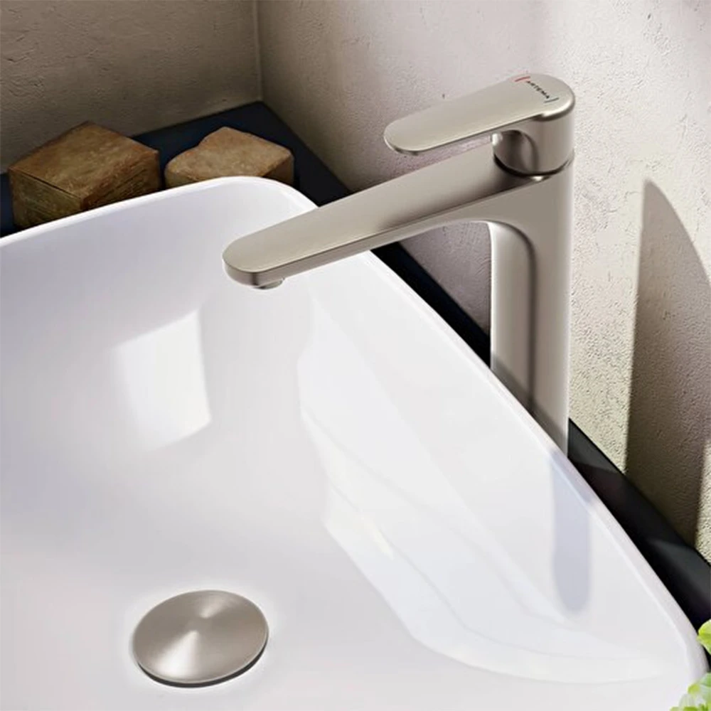 Vitra Root Round Fırçalanmış Nikel Yüksek Lavabo Bataryası A4270734 2