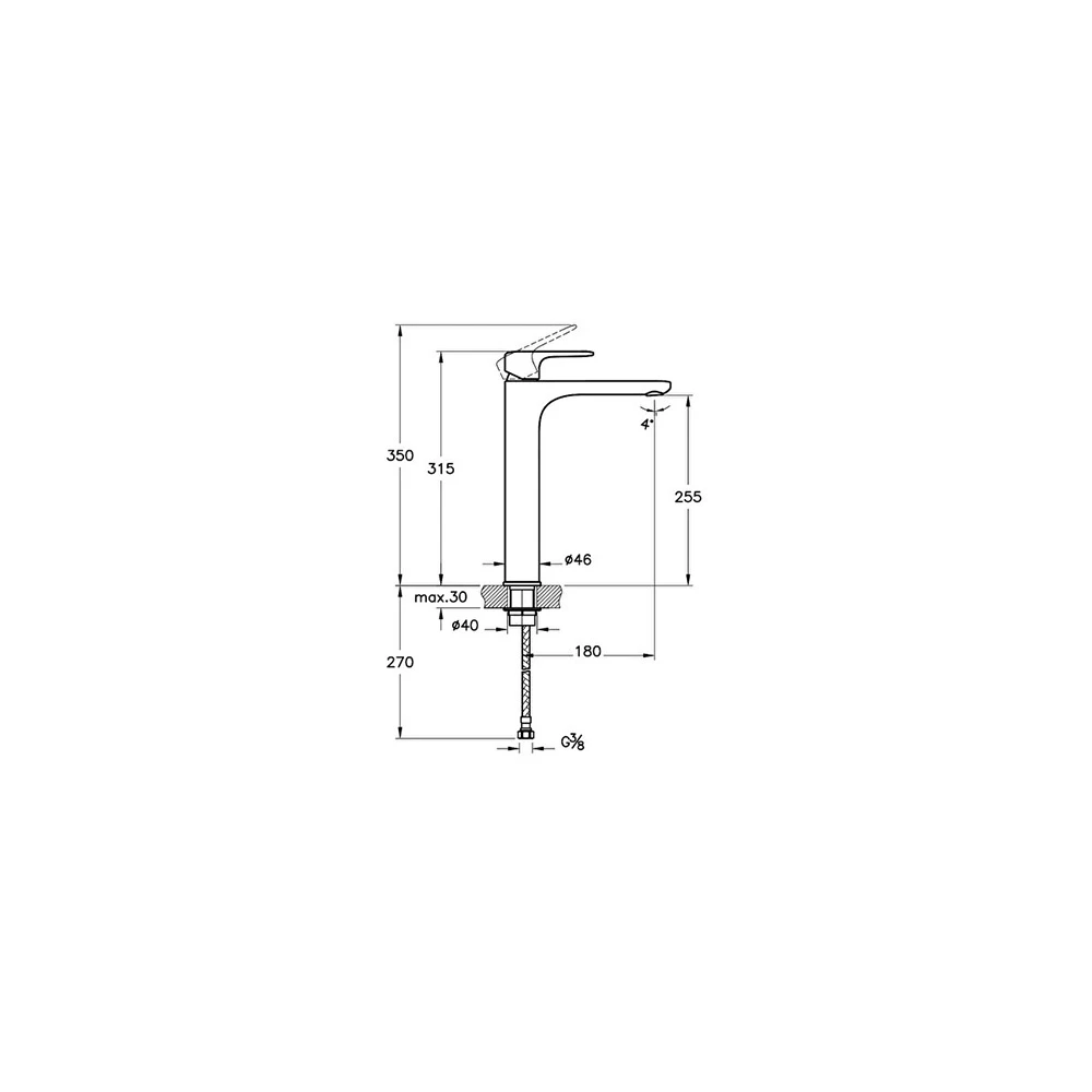 Vitra Root Round Mat Siyah Yüksek Lavabo Bataryası A4270736 3