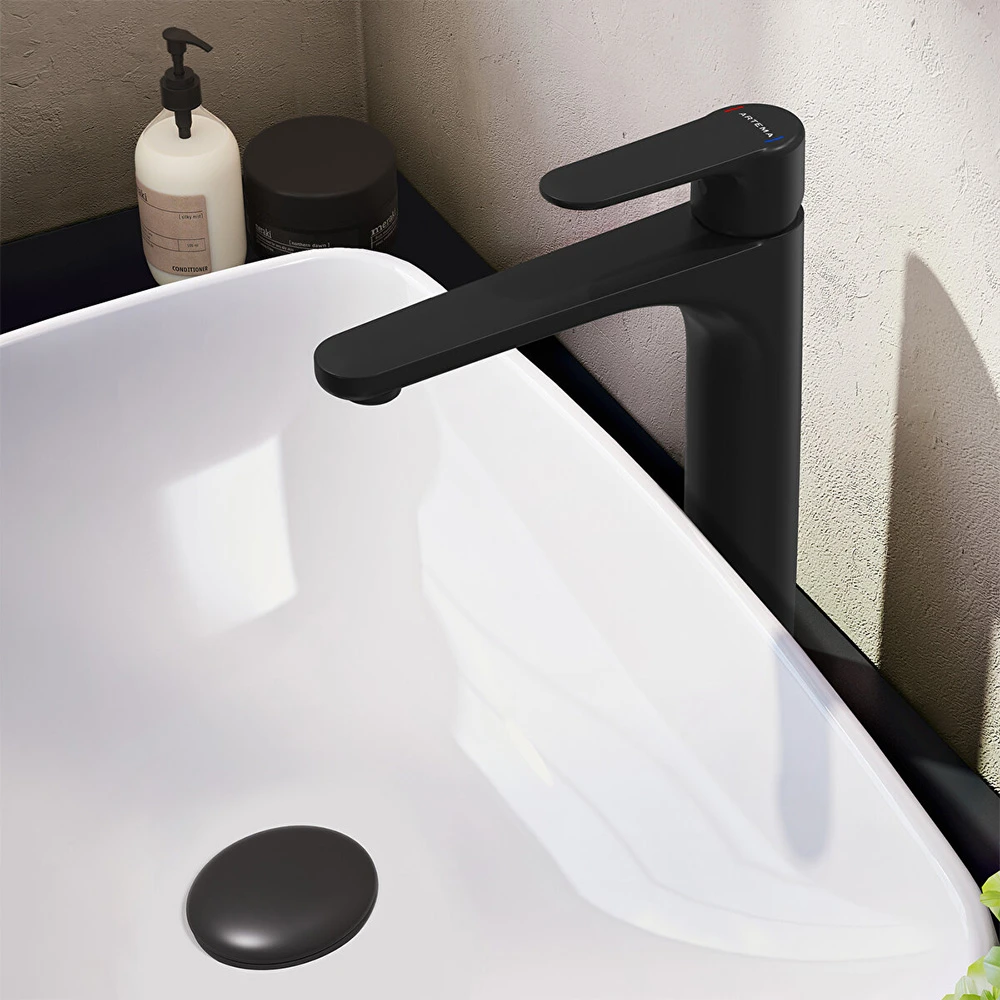 Vitra Root Round Mat Siyah Yüksek Lavabo Bataryası A4270736 2