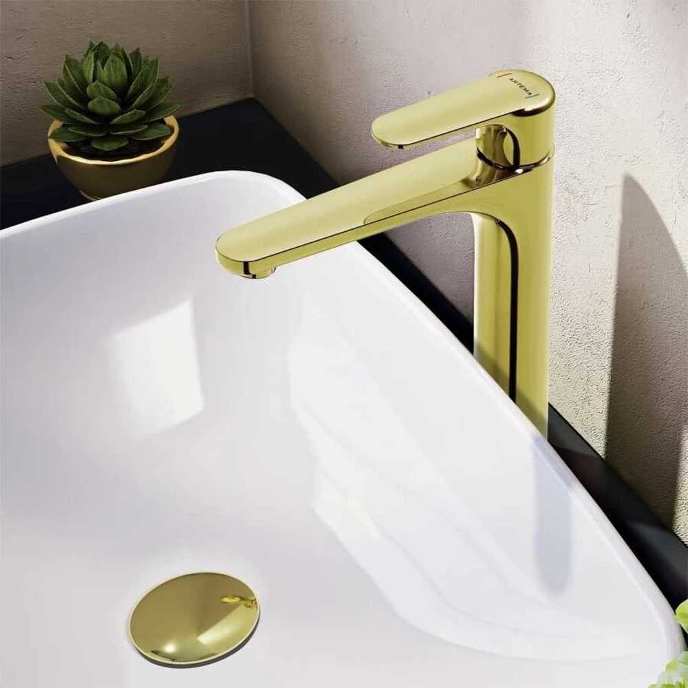 Vitra Root Round Soft Altın Yüksek Lavabo Bataryası - A4270774 2