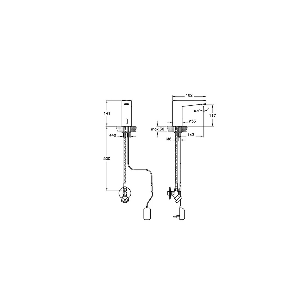 Vitra Root Square Temassız Tek Su Girişli Elektrikli Lavabo Bataryası A47127 2