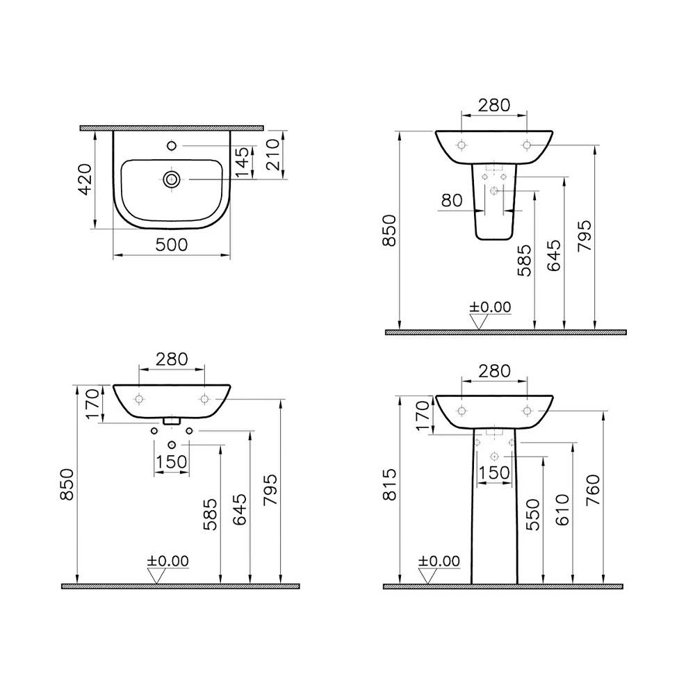 Vitra S20 50x42 Cm Lavabo 5501L003-0001 2
