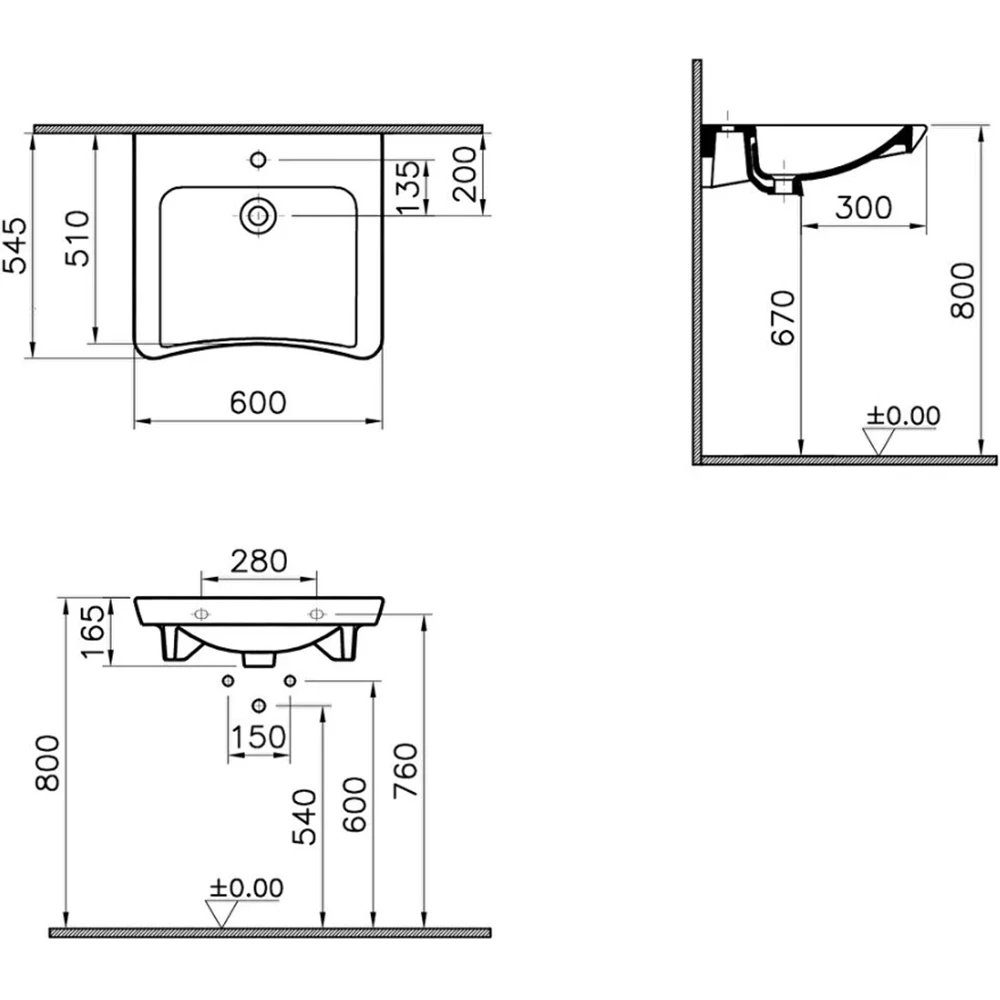 Vitra S20 60x55 Cm Özel İhtiyaç Lavabo - 5289B003-0001 3