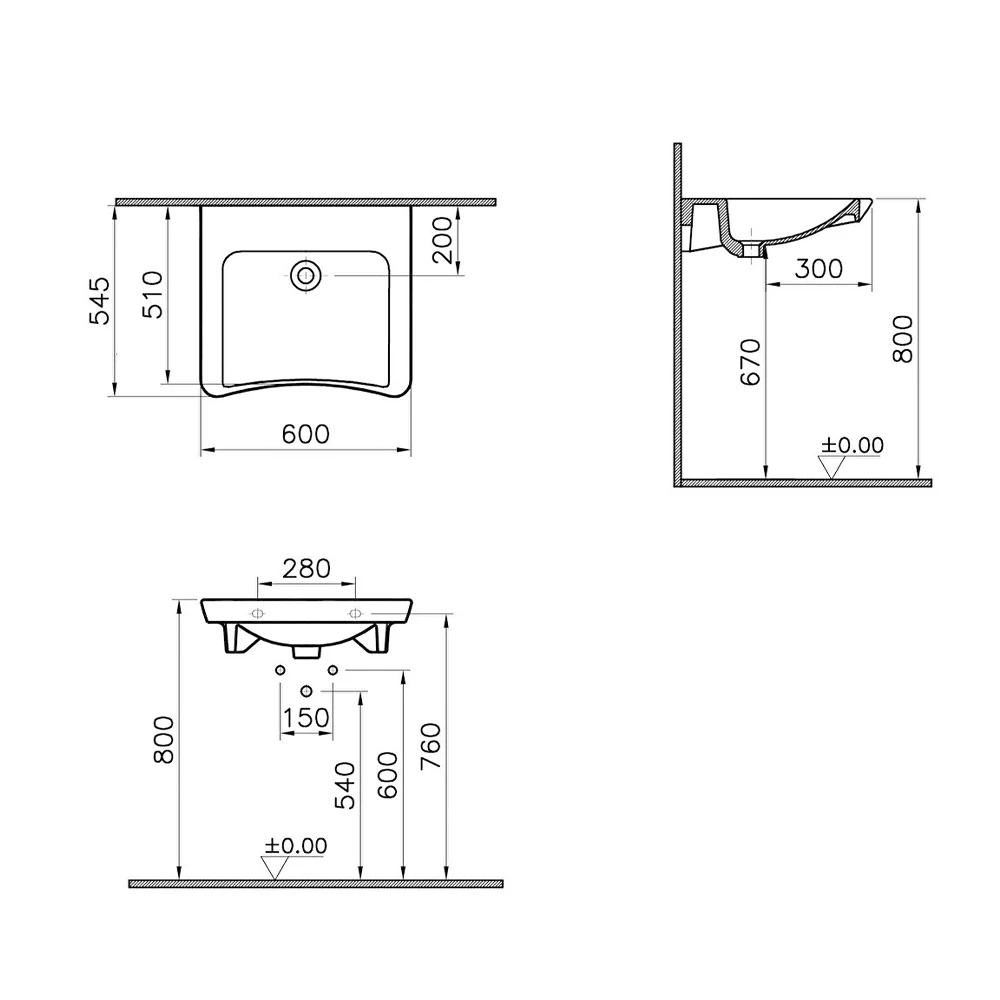 Vitra S20 60x55 Cm Özel İhtiyaç Lavabosu 5289B003-0016 2