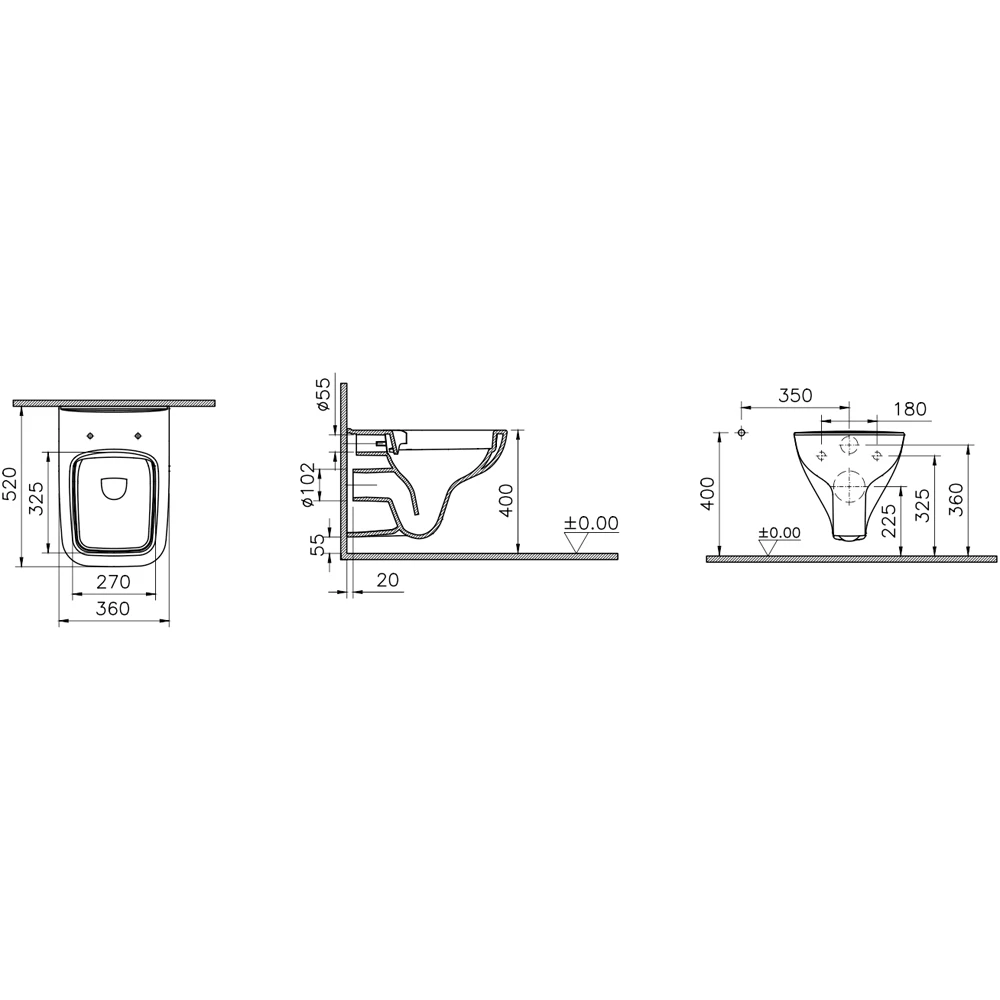 Vitra S20 Square SmoothFlush Asma Klozet - 7691L003-0850 2