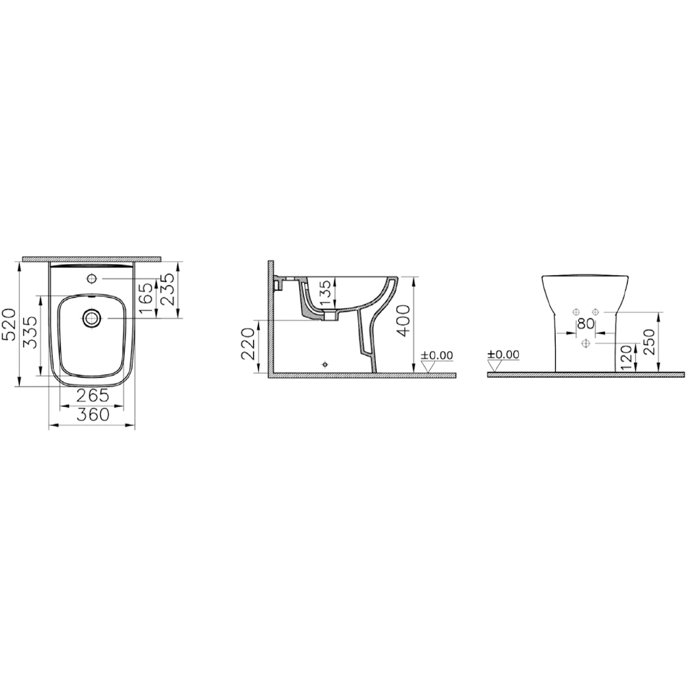 Vitra S20 Square Yerden Duvara Tam Dayalı Bide - 7699L003-0288 2