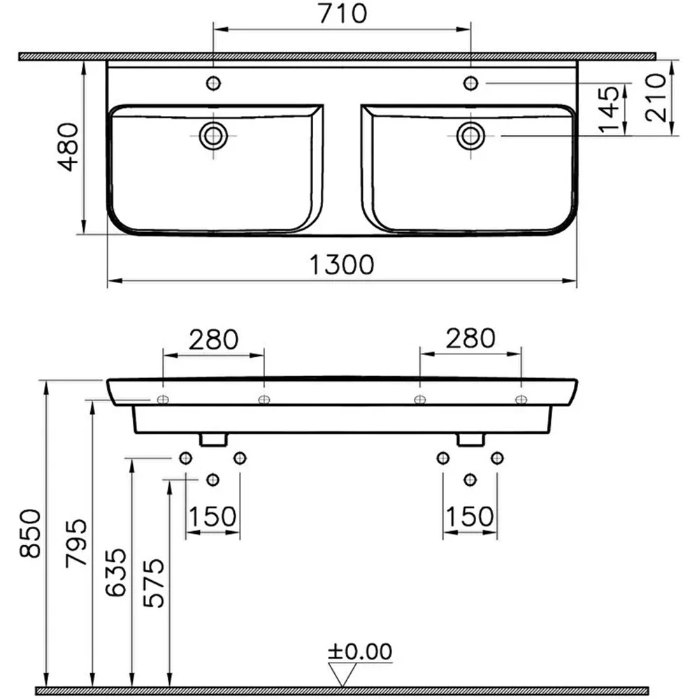 Vitra Sento 130x49 Cm Etajerli Lavabo 5949B003-0001 4