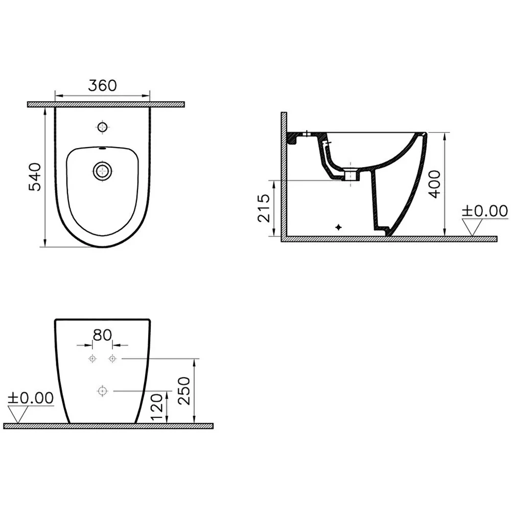 Vitra Sento 54 Cm Duvara Sıfır Yerden Bide 5986B003-0288 3