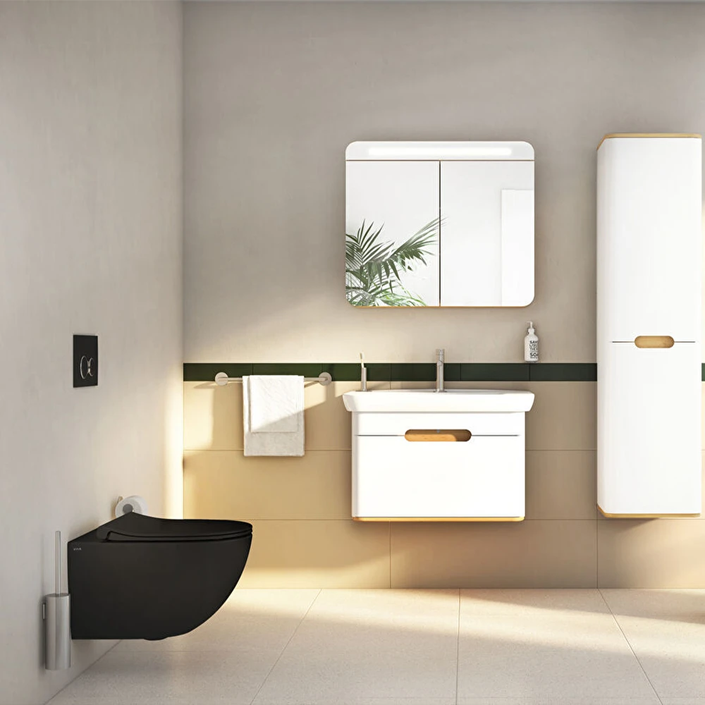 Vitra Sento Mat Siyah Rim-ex Kanalsız Asma Klozet - 7748B083-0559 2