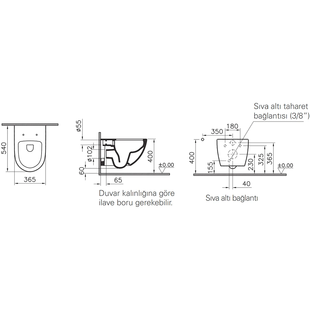 Vitra Sento Rim-ex Kanalsız Asma Klozet - 7748B003-0559 4
