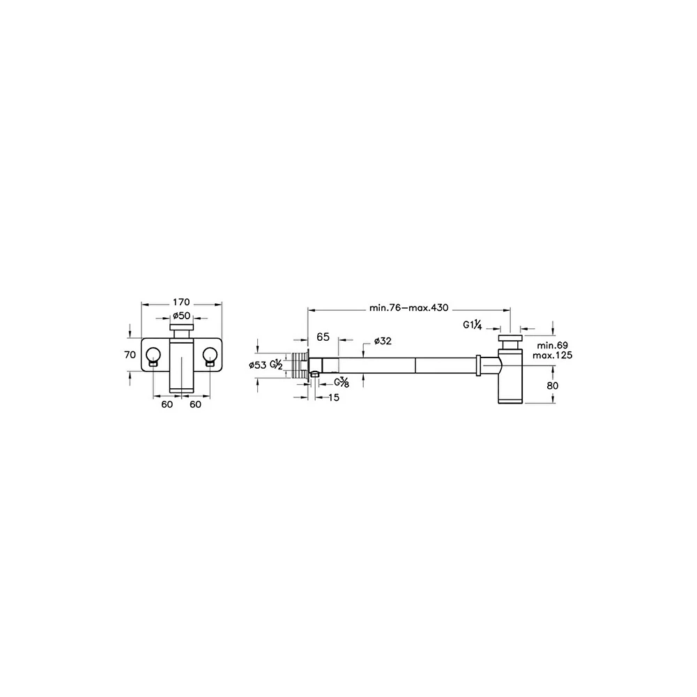Vitra Simetrik Rozetli Mat Siyah Lavabo Sifon Seti A4515936WTC 2