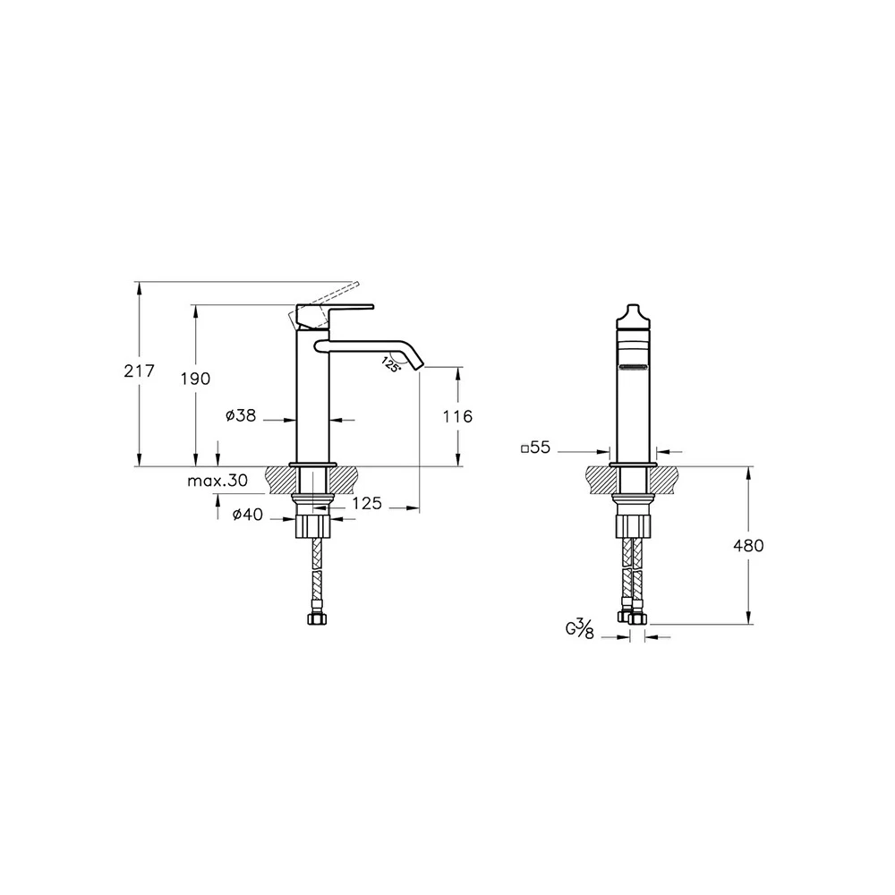 Vitra Suit Parlak Siyah Lavabo Bataryası A4281639 3