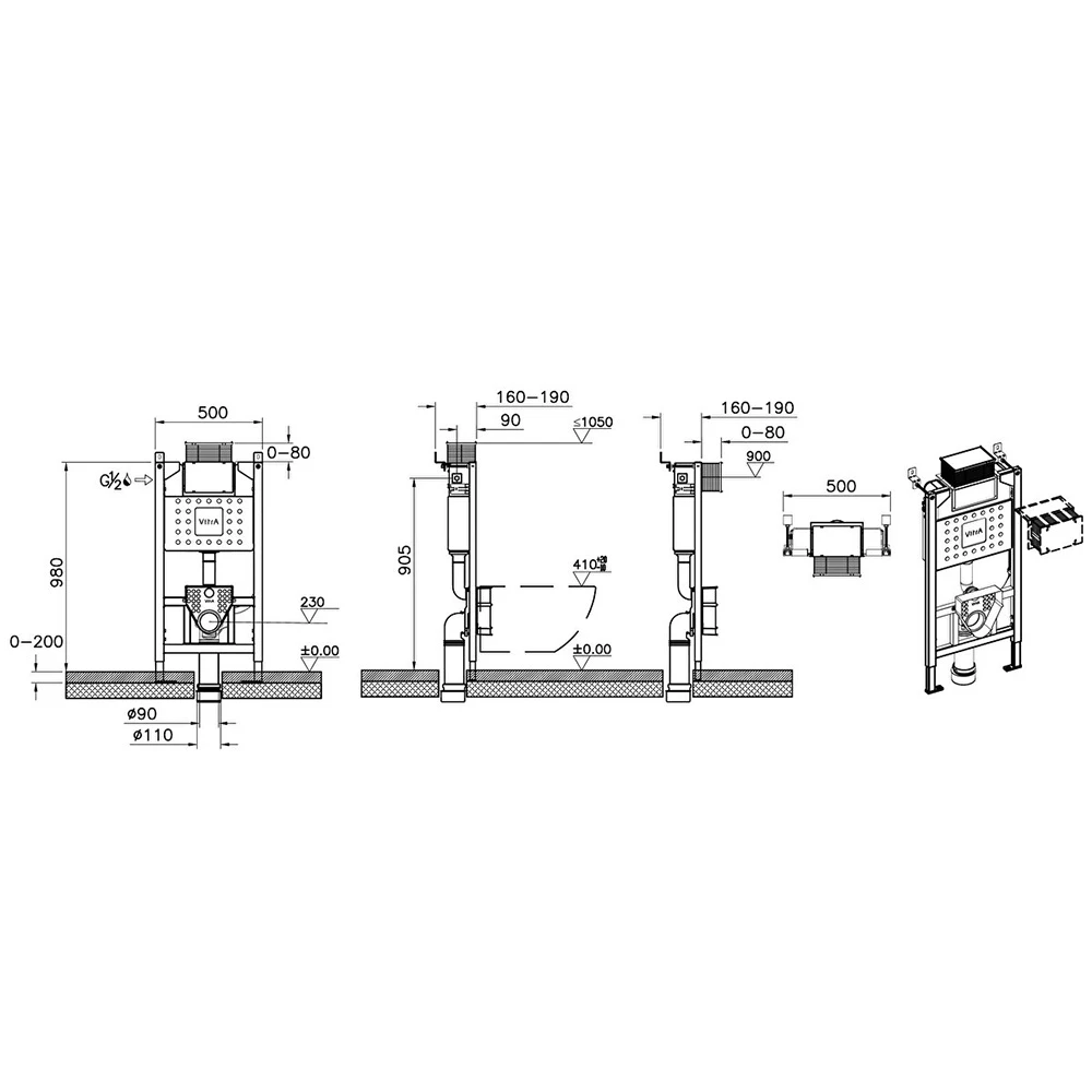Vitra Unity 98 Cm 3/6 L Asma Klozetler İçin Alçıpan Uygulama Gömme Rezervuar 761-5825-01 2