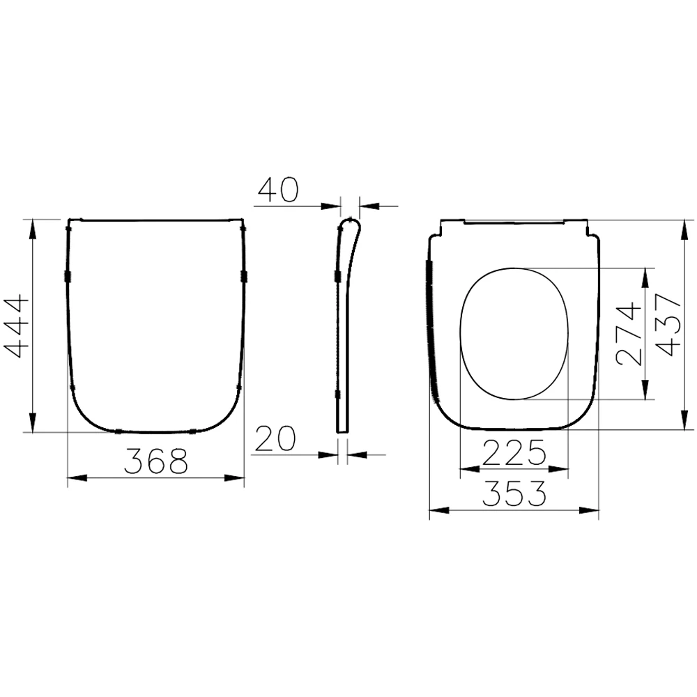 Vitra Universal Square Slim Yavaş Kapanır Mat Beyaz Klozet Kapağı - 212-401R009 2