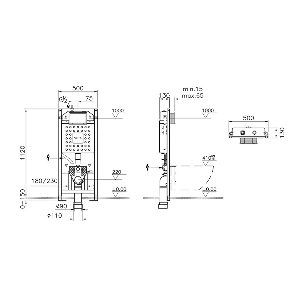 Vitra V12 3/6 L Asma Klozetler İçin Karkas Gömme Rezervuar 762-5801-01 2