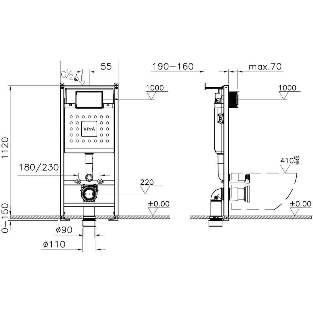 Vitra V12 3/6 L Gömme Rezervuar - 732-5810-01 2