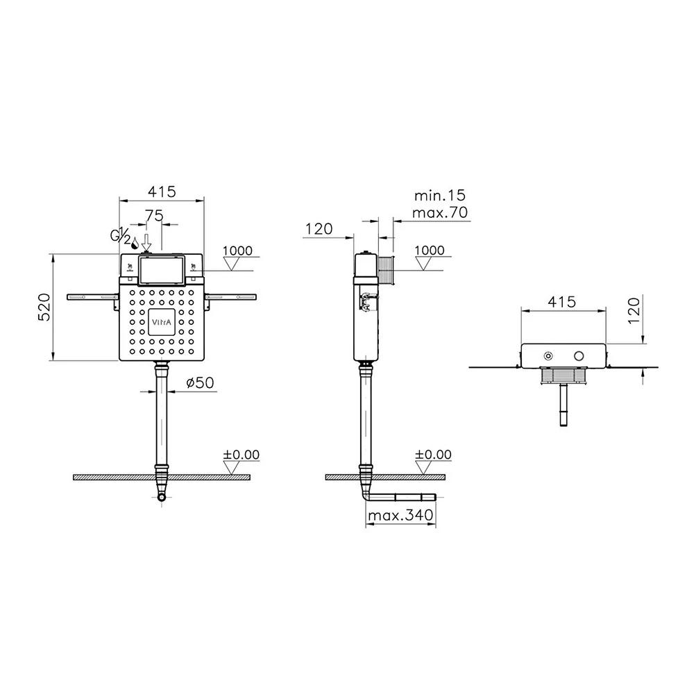 Vitra V12 3/6 L Helataşları İçin Gömme Rezervuar 762-1700-01 2