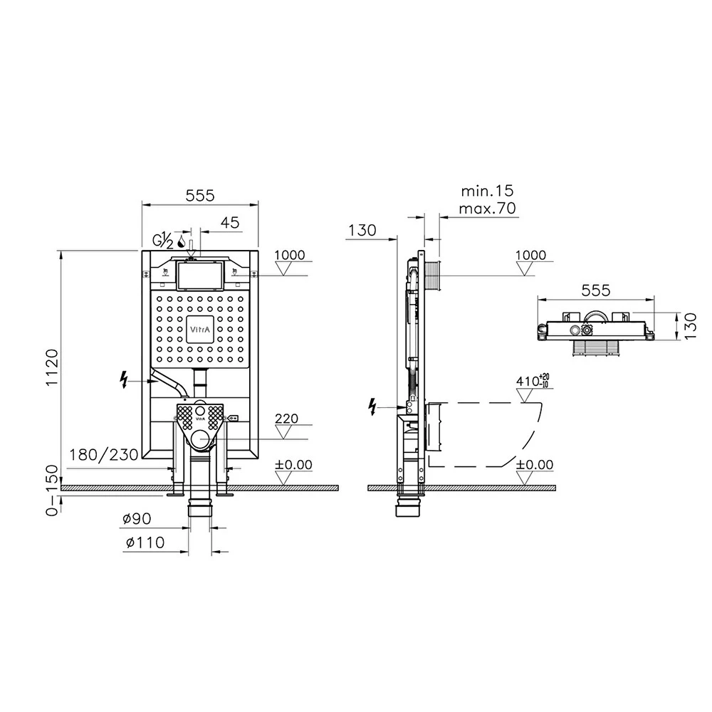 Vitra V8 3/6 L Asma Klozetler İçin Duvar İçi Gömme Rezervuar 768-4800-01 2