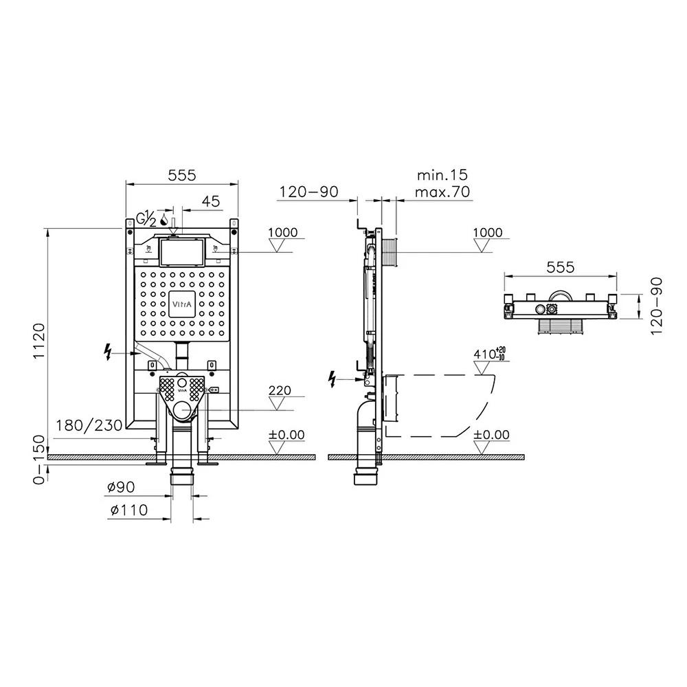 Vitra V8 3/6 L Asma Klozetler İçin Duvara Montaj Alçıpan Uygulama Gömme Rezervuar 768-5800-01 3